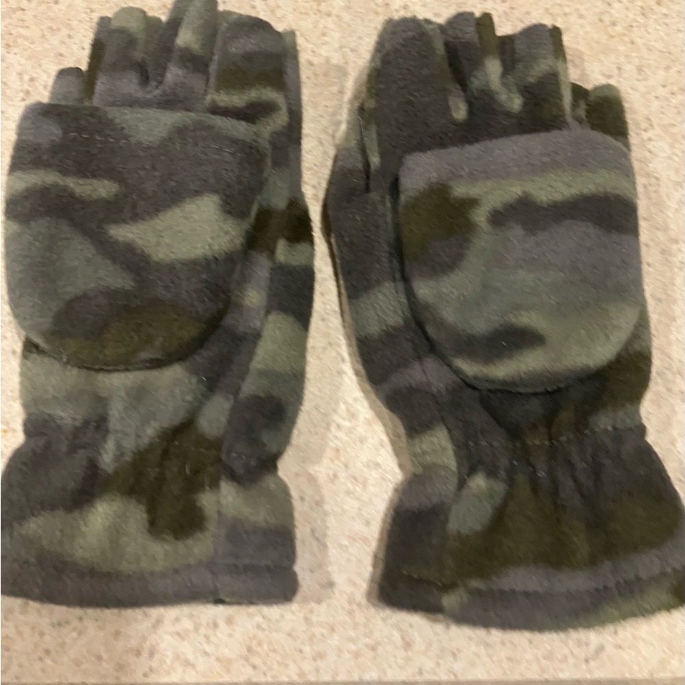 Kids Cat & Jack winter fleece pullover cap OSFM and gloves/mittens - Picture 6 of 8